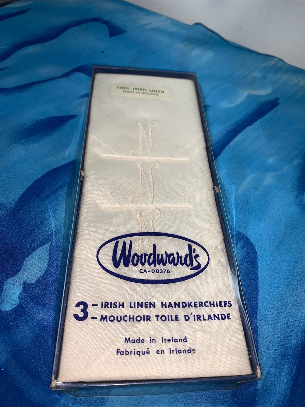 Woodward Irish Linen Handkerchiefs set of 3 Vintage Monogrammed “N”